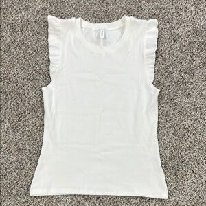 White Ruffled Sleeve Women's Top